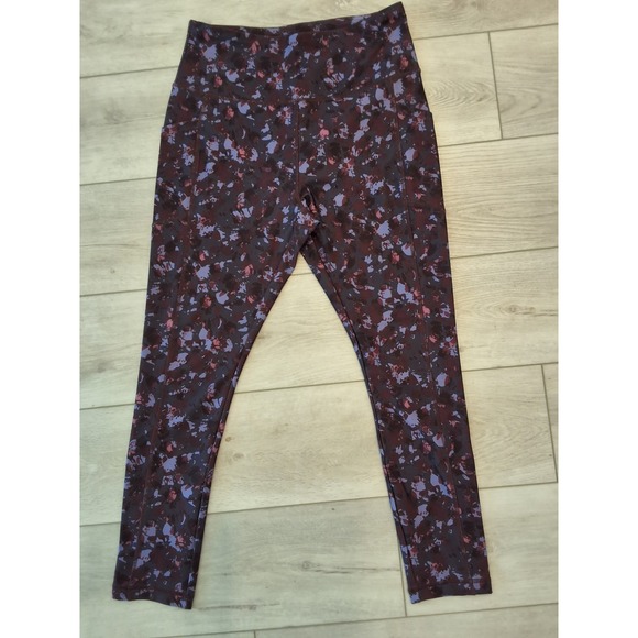 V A Core Size L Womens Purple Splatter Pattern Ankle Leggings - Picture 1 of 6